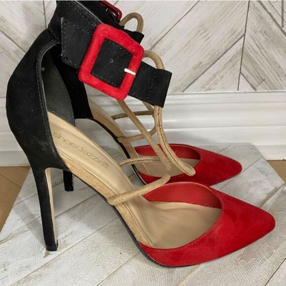 Shoe dazzle red and black high heel shoe - Picture 2 of 7